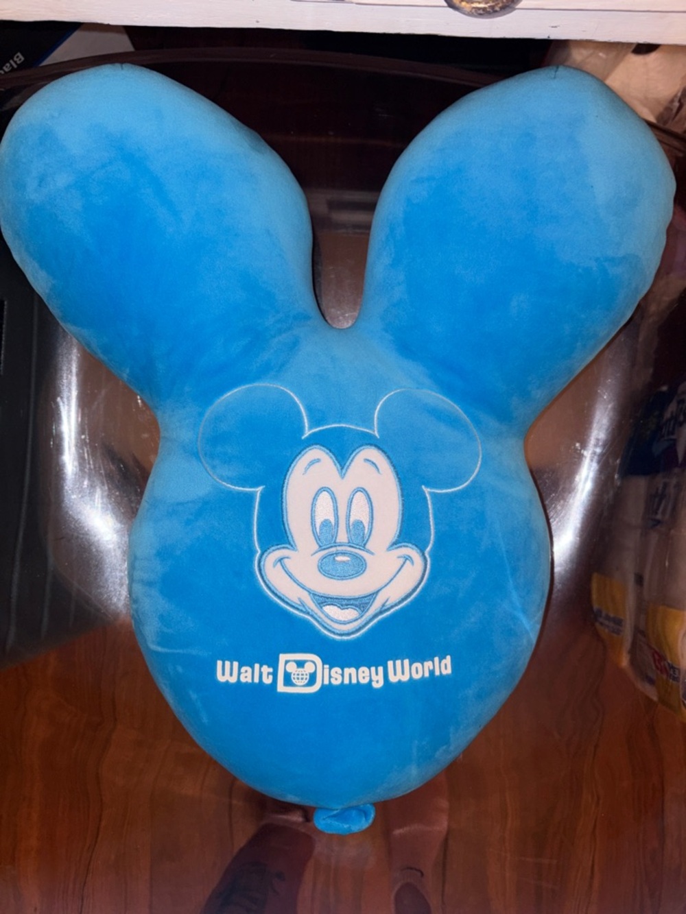 Walt Disney World Blue Mickey Ear Plush Pillow